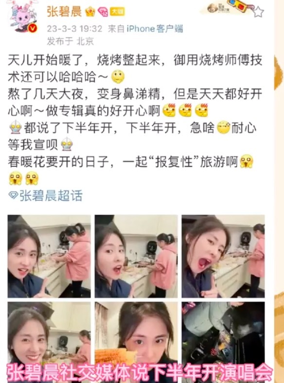 张碧晨称下半年开演唱会