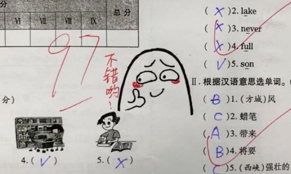 00后女教师因“批卷”火了，自创表情包
