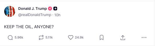 搜救美军飞行员时，特朗普仍在发帖要石油 总统态度引猜测