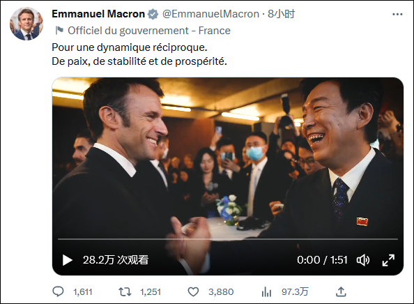 马克龙发Vlog总结访华行程，中国媒体人：向法国独立自主外交政策致敬