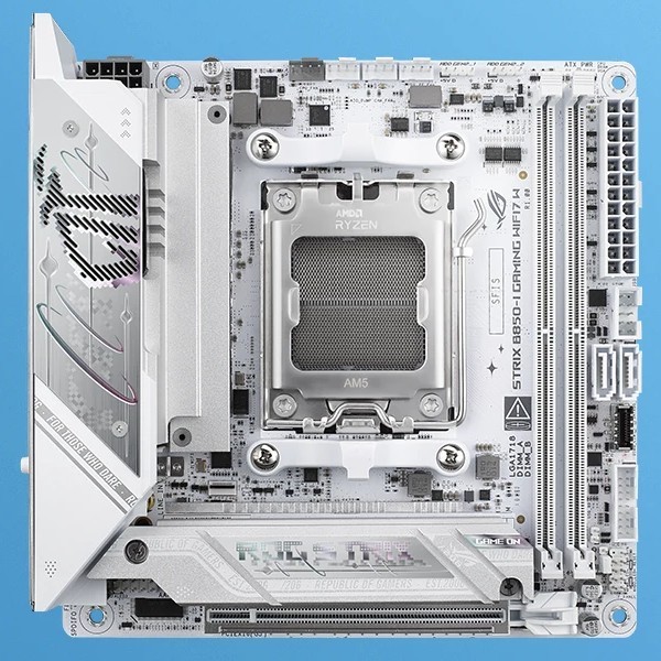 华硕 ROG B850-I 迷你吹雪主板外观确认，全面白化设计