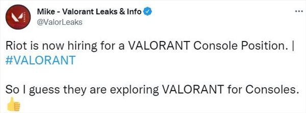 《Valorant》或将登陆主机平台 团队招聘信息暗示