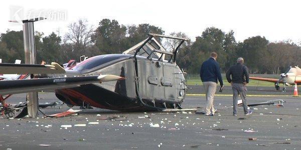 美国劫匪在机场偷直升机 但因驾驶失误当场坠毁残骸碎片散落一地