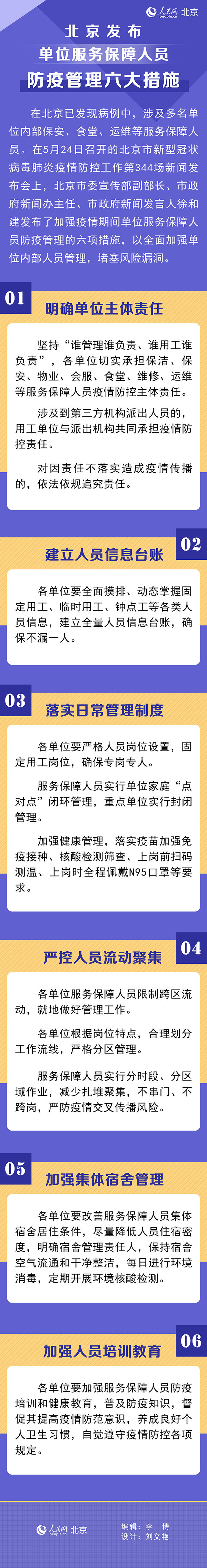 北京发布单位服务保障人员防疫管理六大措施