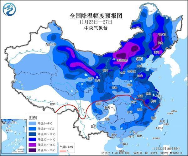 寒潮步步“冰冻”将带来冷暖逆转 北方雨雪混杂局地雪强同期少见