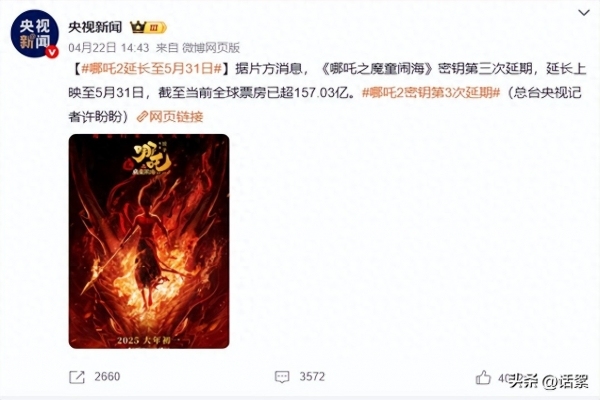 第三次延期，票房快160億了,？《哪吒2》一直上映“惹了誰”