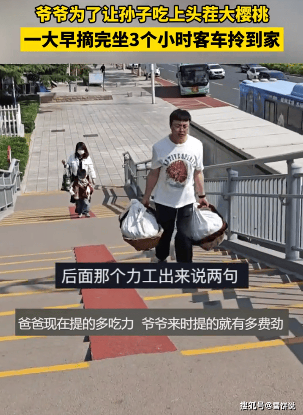 3小時顛簸一籃櫻桃的重量,！爺爺坐3小時客車給孫子送大櫻桃