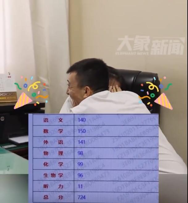 女生724分?jǐn)?shù)學(xué)滿分爸爸激動尖叫 查分名場面觸動人心