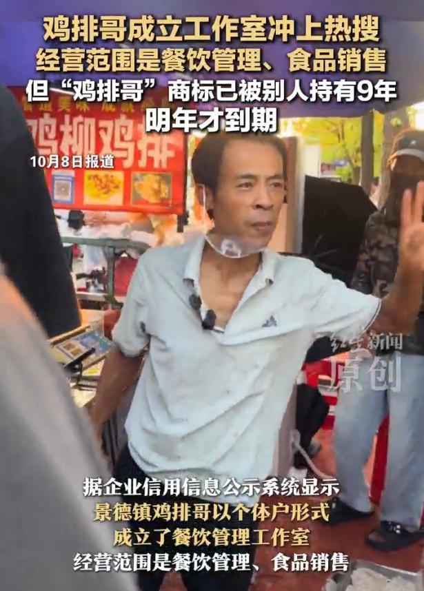 鸡排哥商标已被别人持有9年 他人注册成功多年