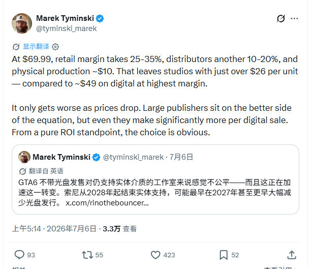 《堕落之主》CEO预测2027年大部分厂商将放弃实体盘