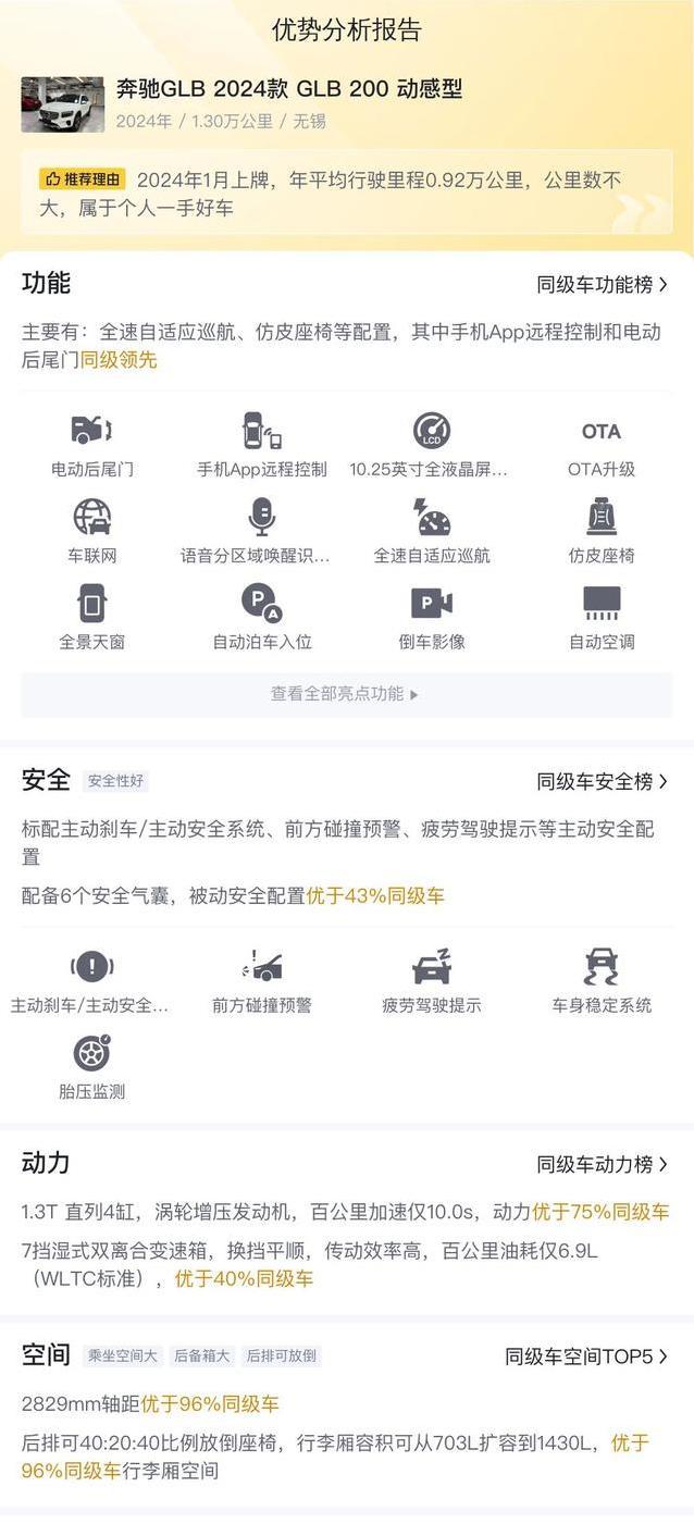仅跑1.3万公里，奔驰GLB降价12万，豪车梦触手可及？