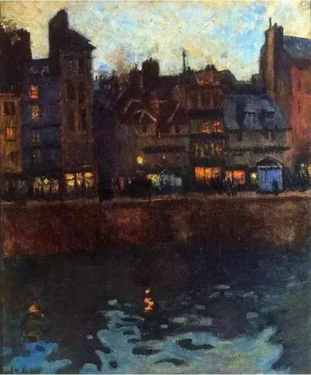 《勒阿弗尔的黄昏》，劳尔·杜飞 ，油画1901