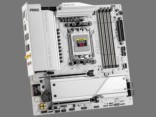 蓝宝石 PURE B850A / B850M WIFI 主板开售：“极地银白洁净配色”设计，999 元起