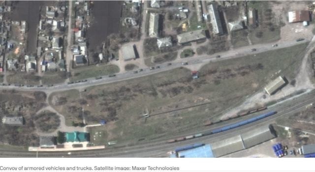 美媒：卫星图片显示8英里长俄军车队驶往顿巴斯