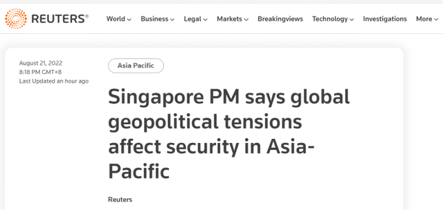 李显龙:美中紧张影响亚太地区安全 呼吁新加坡人为地区出现问题做好准备