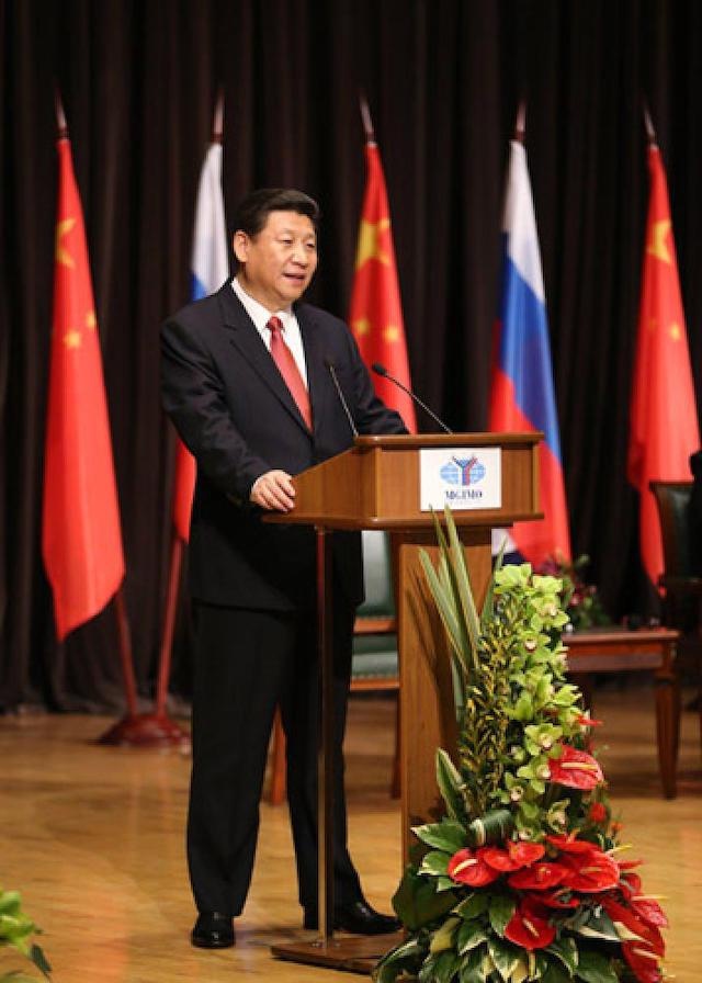 △2013年3月23日，国家主席习近平在莫斯科国际关系学院发表演讲