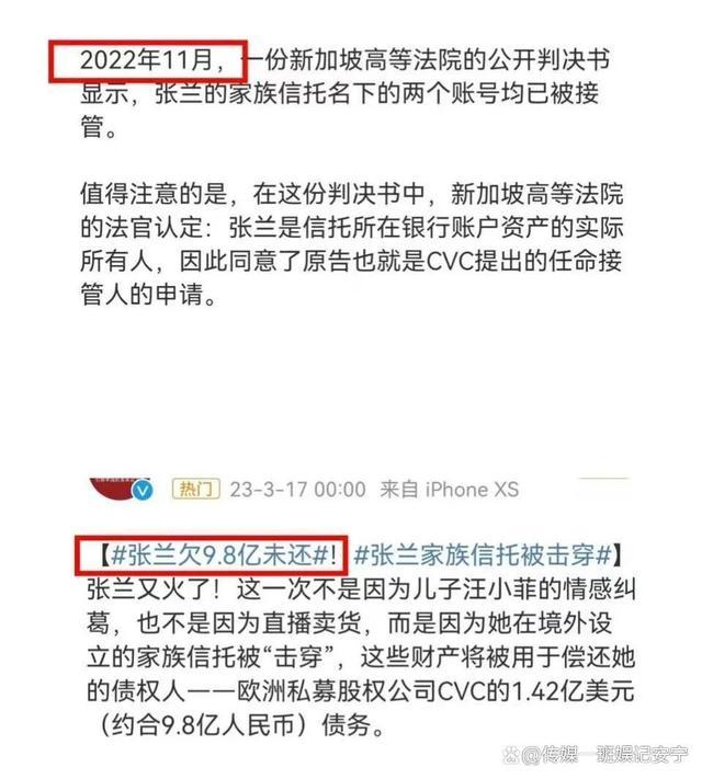张兰被曝国外欠债9.8亿 麻六记丑闻也上热搜张兰近期有点忙啊