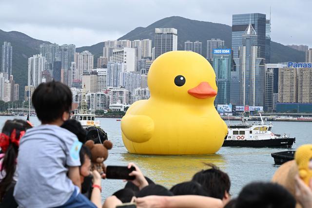 香港市民游客送别小黄鸭，曾吸引近800万人次“打卡”