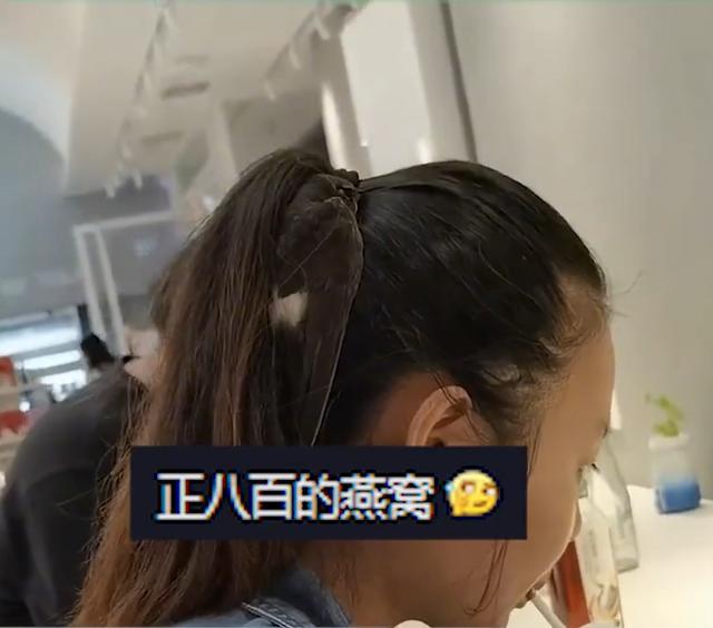 燕子为躲雨趴在女子头上，女子小心翼翼全程不敢动，网友：新款发卡么