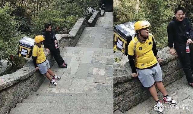 外卖小哥爬泰山送外卖跑腿费500元！网友：坐缆车多好