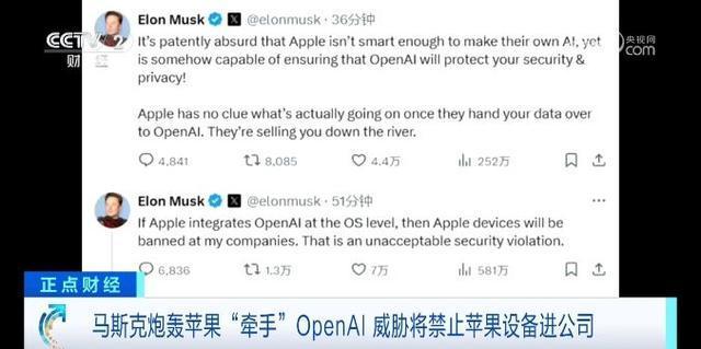 马斯克“炮轰”苹果与OpenAI的合作 安全警报响起