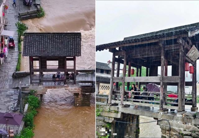 黄山洪水冲坏700多年历史环秀桥