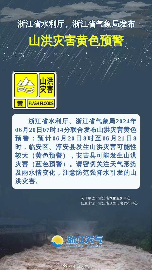 强降雨致淳安旗山1村民失联 多地红色预警，山洪灾害黄色预警中