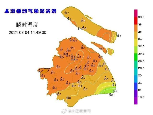 上海热到全国第一名 徐家汇突破39℃ 体感达44.1℃