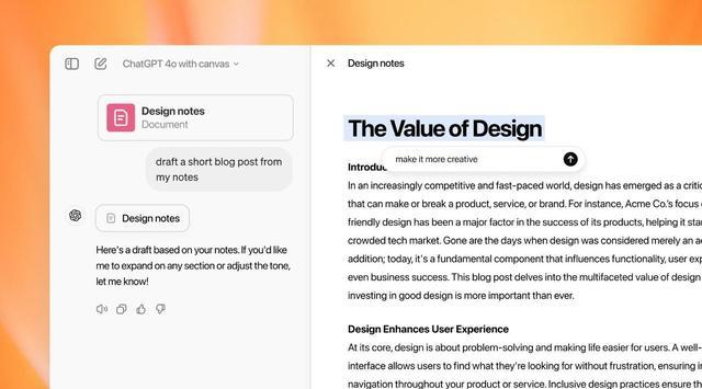 ChatGPT上线全新功能Canvas 编程写作助手，提升创作效率