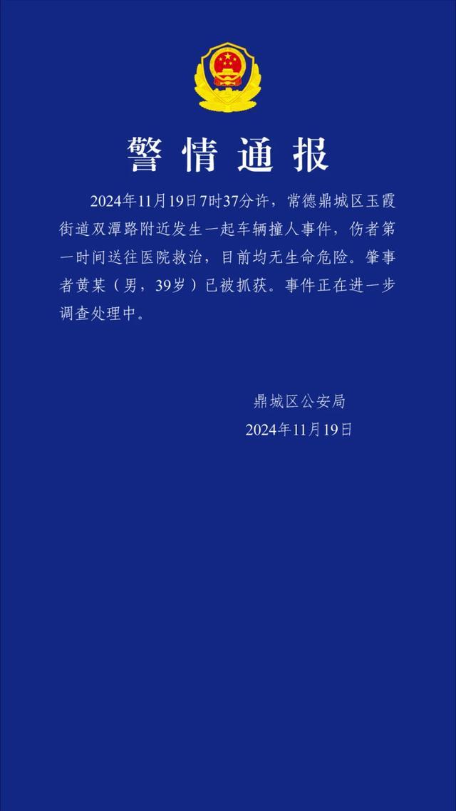 湖南常德一小学门口车辆撞东谈主致十余伤 闹事者已被握获