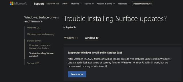 Win10 即将退役，微软支持文档敦促用户升级 Win11 停止支持提醒