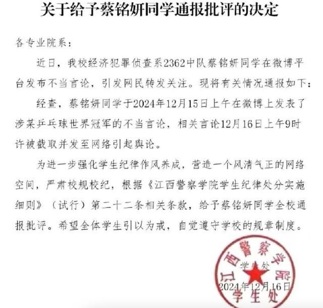 大学生侮辱樊振东被处罚 不当言论引发热议