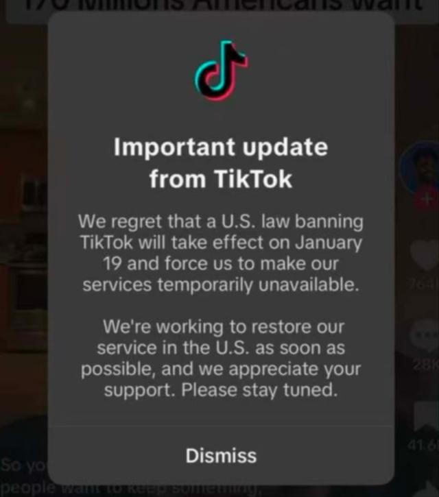 TikTok为何此时停止服务 美国禁令生效所致