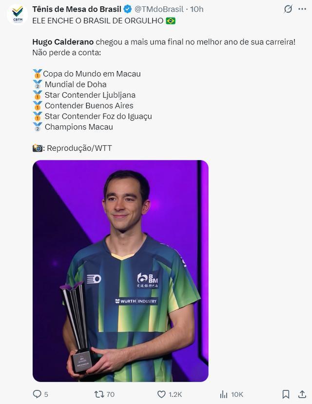 雨果排名重返世界第三 巴西骄傲再创辉煌