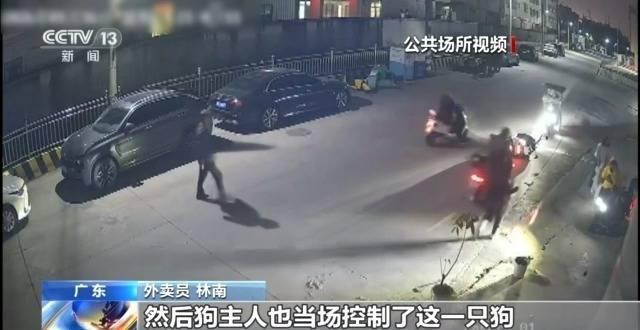 外卖小哥听到女孩求救撞开大狗 英勇行为获赞