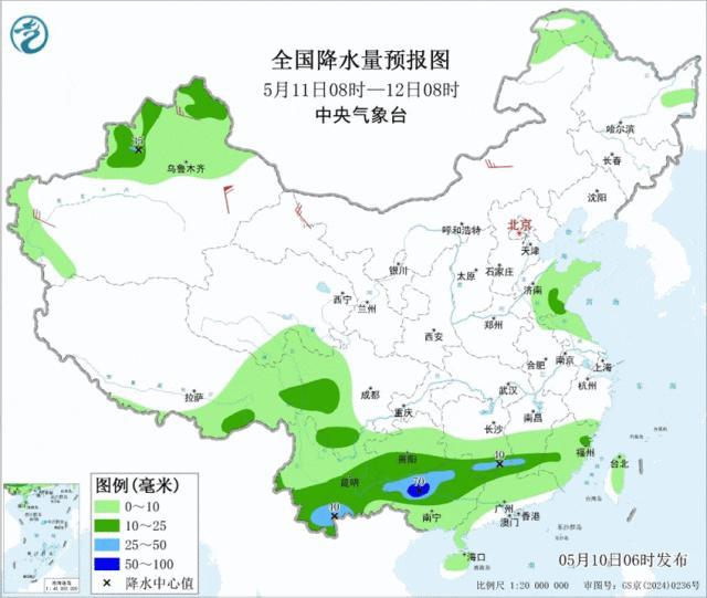 江南华南将有新一轮较强降水 局地暴雨需防范