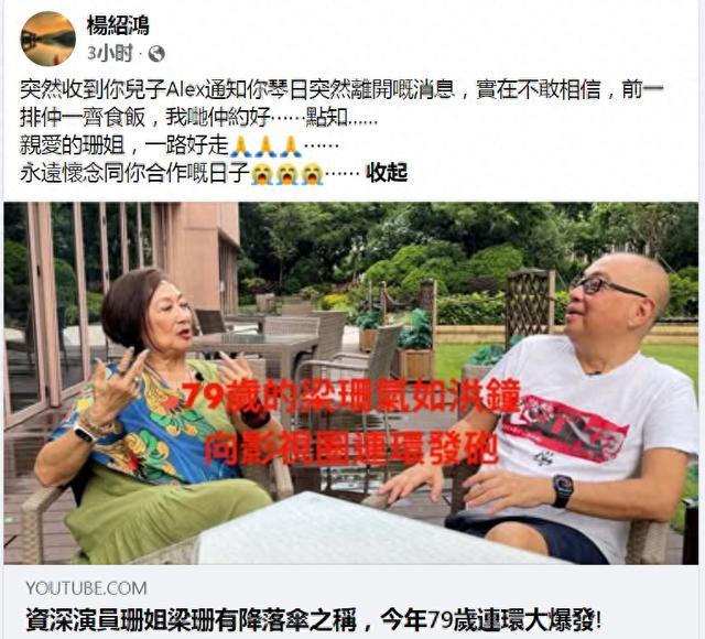 香港演员梁珊离世 被称“御用恶女”