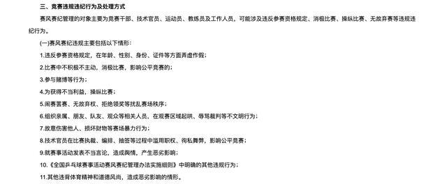 中国乒协加强青少年赛事赛风赛纪管理 通知全文发布