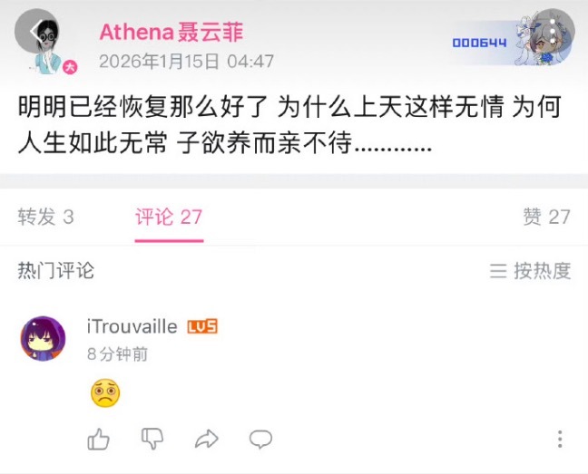 儿子聂云菲凌晨发文吊唁聂卫平