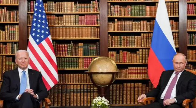 当地时间2021年6月16日，俄罗斯总统普京和美国总统拜登在瑞士日内瓦举行会晤 图源：视觉中国