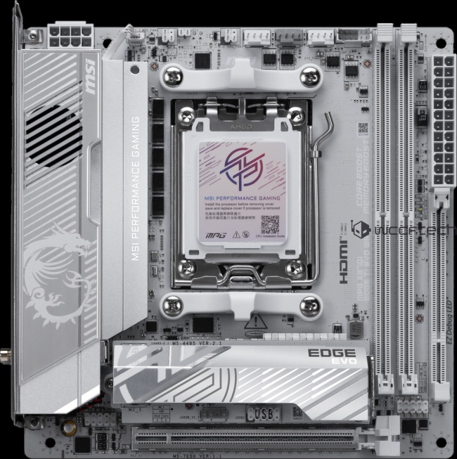 完全白化，微星 X870 ITX / 背插 X870E ATX 主板渲染曝光