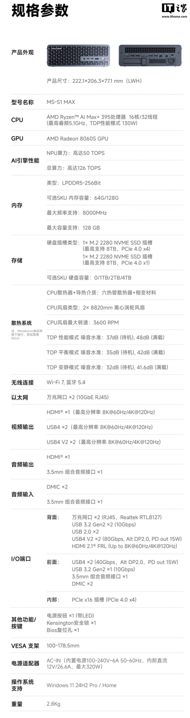 14999 元铭凡 MS-S1 MAX 迷你主机国行预售:锐龙 AI Max+ 395、128G RAM 配 2T SSD