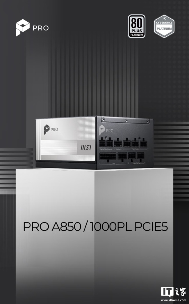 微星 PRO A1000PL 电源首发 699 元:ATX 3.1+PCIe 5.1 双认证,1000W 白金全模组