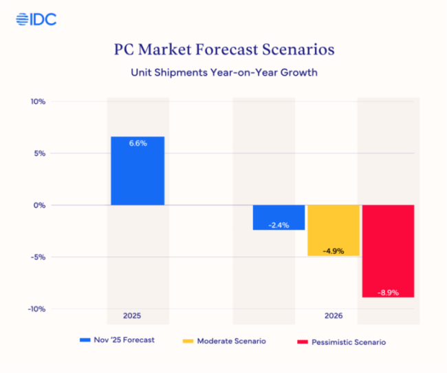 IDC:受内存超级周期冲击,明年 PC 价格将普涨 15%-20%