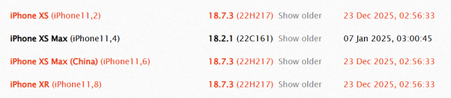 苹果向 iPhone XS Max、iPad 7 等推送 iOS / iPadOS 18.7.3 更新