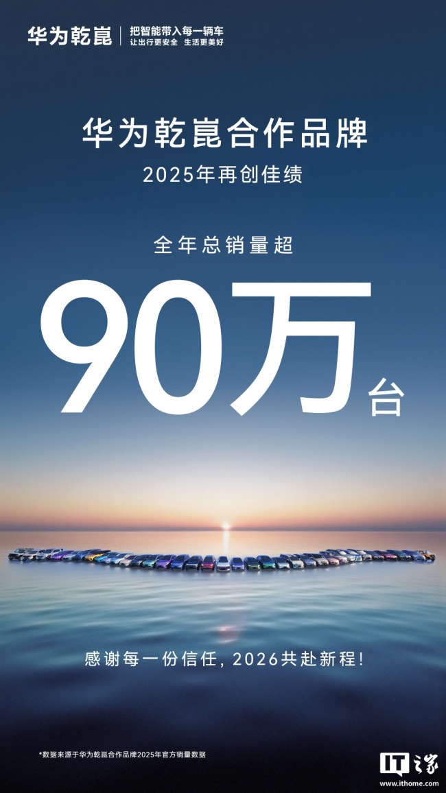 2025 年华为乾崑合作品牌再创佳绩，总销量超 90 万台