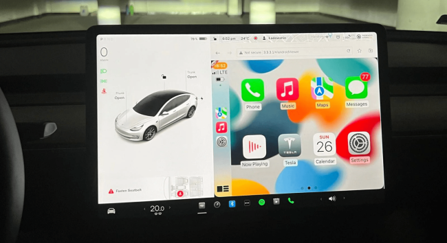 古尔曼曝光特斯拉 CarPlay 方案,“窗口化”共存模式