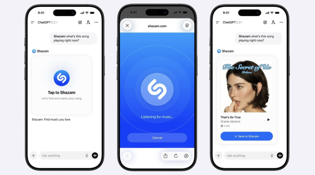 OpenAI 与 Shazam 合作，为 ChatGPT 客户端添加音乐识别功能