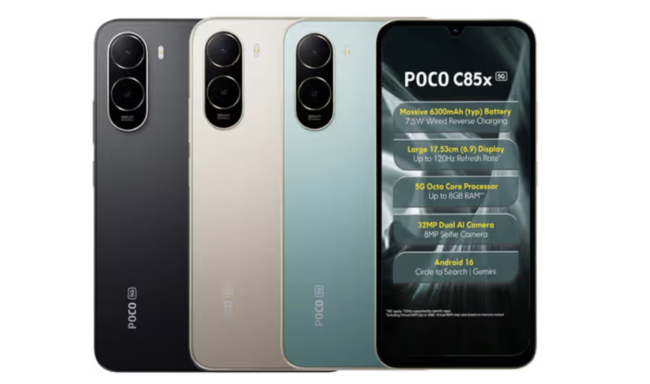 小米海外推出 POCO C85x 5G 手机：搭紫光展锐 T8300 处理器、4GB RAM