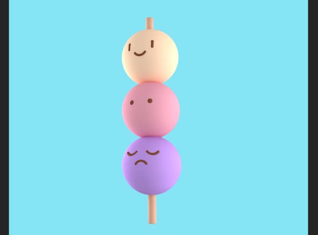 C4D怎么制作立体卡通效果的串烧小丸子